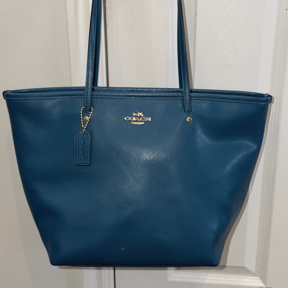 Coach Teal Leather Tote Bag